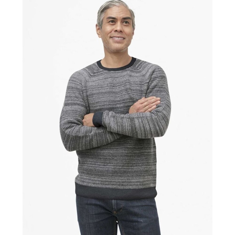 Oliver Charles All-Season Marled Crew Sweater L Merino Khullu Yak Wool Gray